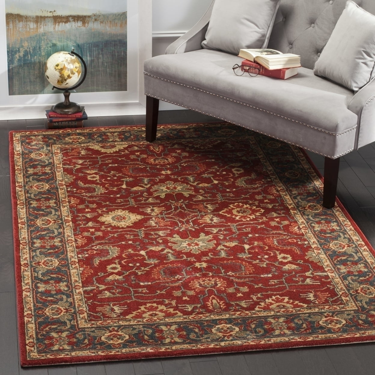 SAFAVIEH Mahal Bentley Oriental Area Rug, Red/Navy, 5'1" x 7'7"