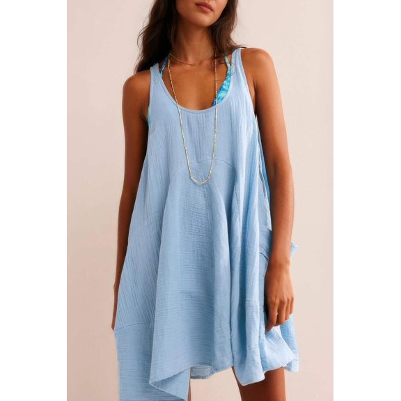 U Neck Backless Sleeveless Mini Pocket Dress