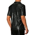 thumbnail image 3 of INSPIRE CHIC Sequin Polo Shirts for Men's Short Sleeve Sparkle Glitter Prom 70s Disco Party Polo S Black, 3 of 4