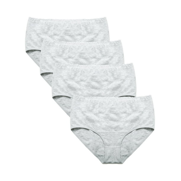 Lelinta - Set of 4 Briefs Ladies Mid Rise Underwear Seamless Hipster Panties, Womens Underwear