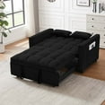 thumbnail image 2 of 53 inch 3-in-1 Convertible Sofa Bed Pull Out Sofa, Multi - Functional Loveseat Sleeper with Adjustable Back, Side Pockets & Smooth Wheels, Velvet Upholstered for Living Room, Black, 2 of 7