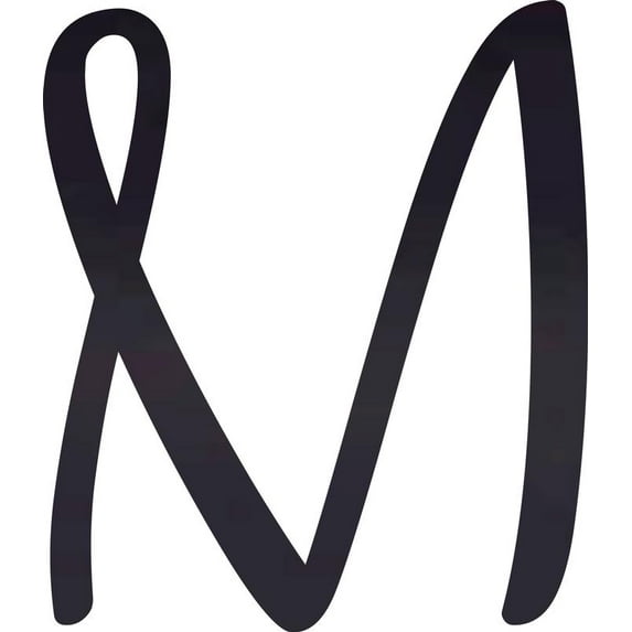 Decorative Acrylic Letter, Custom Blank M Script, 10'' Tall Transparent Black Alphabet