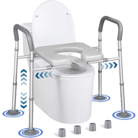 Eligible Width & Height Adjustable Raised Toilet Seat with Handles, Toilet Seat Risers for Seniors, Toilet Riser with Handles, Elevated Toilet Seat with Handles (with Bucket)