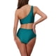 thumbnail image 3 of INSPIRE CHIC Conjuntos de Bikini Elegantes de Una Sola Manga para Mujeres 2 Piezas Top Push Up Control de Abdomen Parte Inferior Trajes de Baño Tamaño Pequeño Verde, 3 of 5