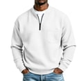 thumbnail image 3 of Zynoxe Sweatshirt for Men Comfort Waffle Knit Long Sleeve Pullover Top Fashion Half-Zip Henley Sweatshirt Versatile Solid Color Fall Sweatshirt with Chest Pocket & Elastic Cuffs Hem M, 3 of 10