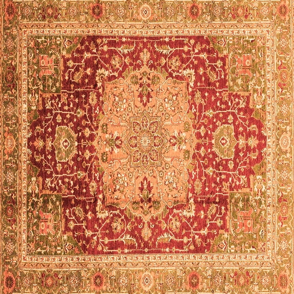 Ahgly Company Machine Washable Indoor Square Abstract Orange Modern Area Rugs, 5' Square
