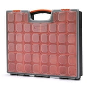 MIXPOWER Portable Storage Organizer with Secure Locks, 16-inch Tool box with 22 Bin Compartments, Multi-Purpose Portable Plastic Professional Organizer, Orange/Clear