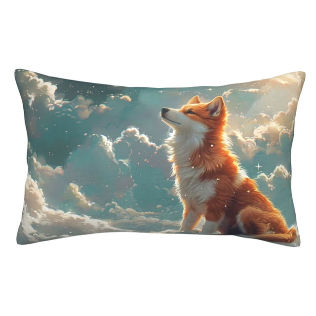 Balery Starry Sky Cloud Fox Funda de Cojín Estampada, Regalos para Mujeres, Regalos de Amor para Ella, Regalos para Novia o Esposa, Funda de Almohada-16"x24"