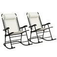 thumbnail image 2 of Outsunny Oversized Folding Rocking Camping Chair Set of 2, Outdoor Rockers with Headrests, Zero Gravity Bungee Lawn Chairs for 2 Adults, Cream White, 2 of 9