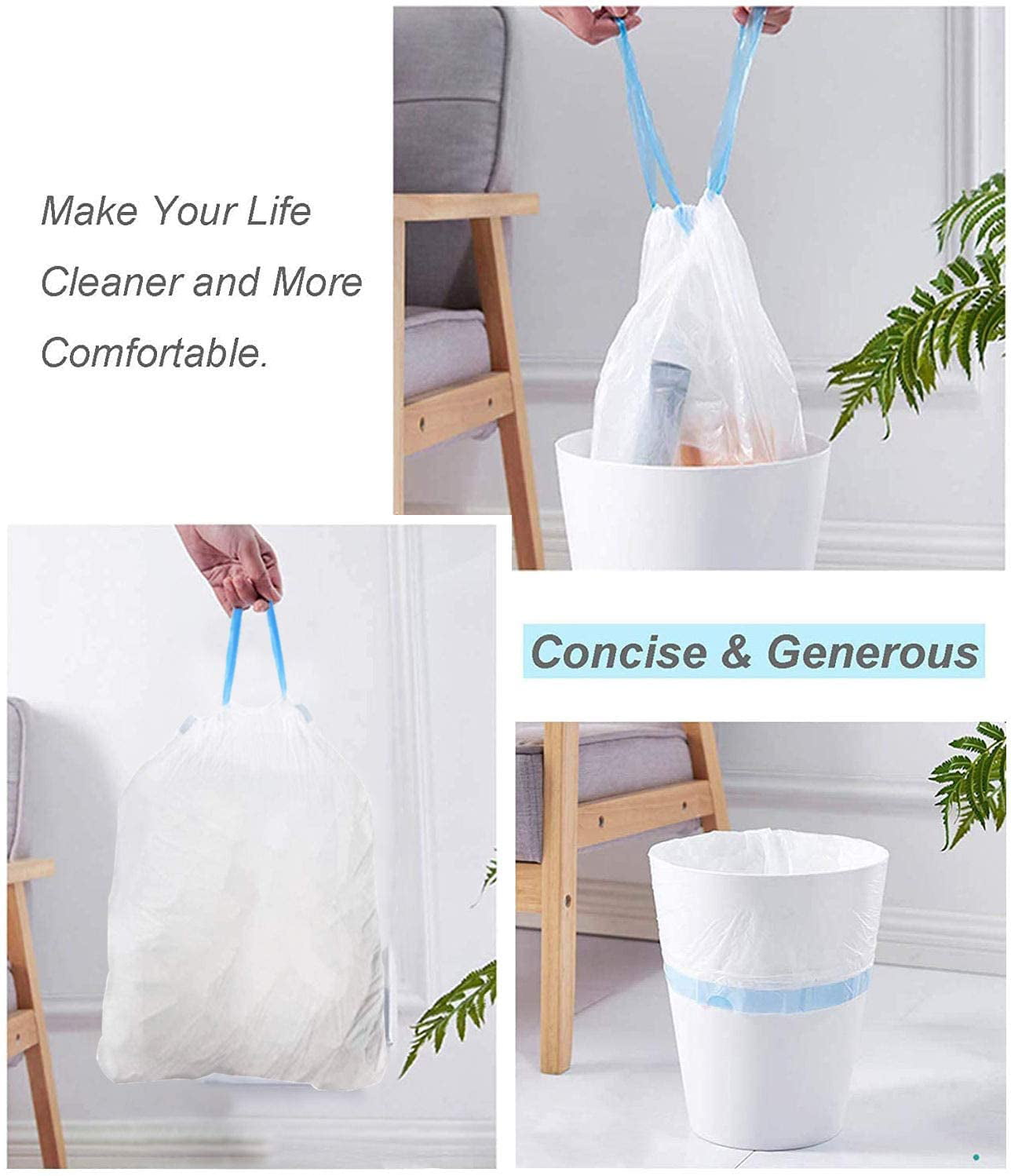 Small Trash Bags 2.6 Gallon Garbage Bags 125 Count, Zeuste Drawstring Small  Trash Bags Bathroom Trash Bags with Tear-Free Design, 70% PCR Content