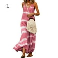 thumbnail image 1 of Maxi Robe Col en V Robe d'Été Sans Manches Vêtements Rayés Robe Ample, Rose, L, 1 of 5