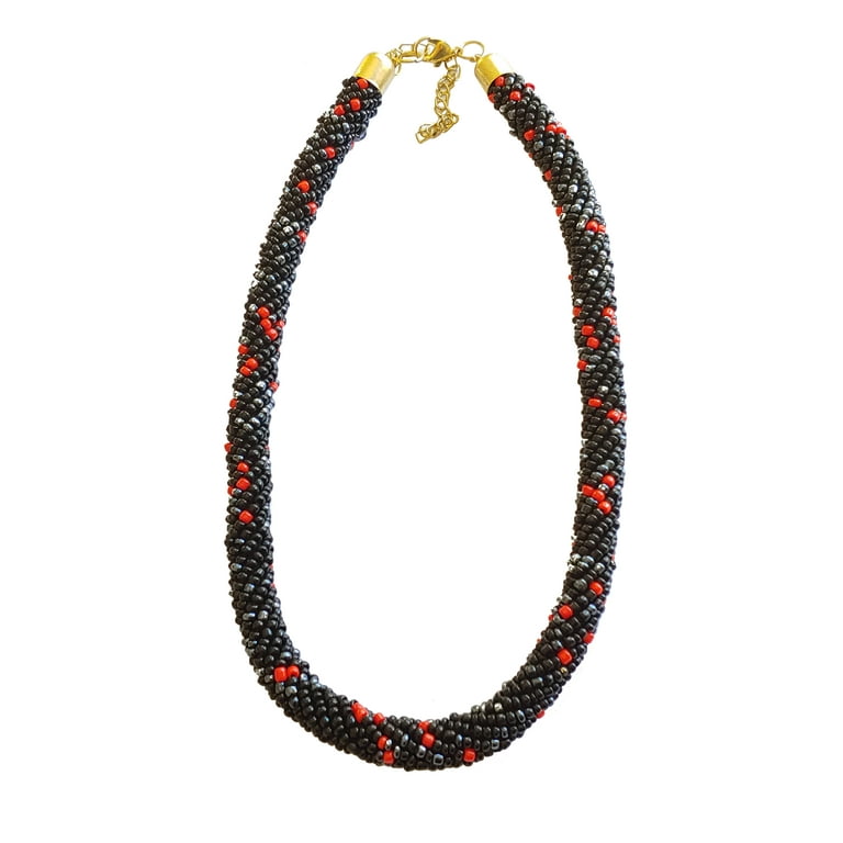 Big Bead Necklace (Black and Red)