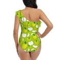 thumbnail image 5 of Haiem Green Apple Women's One Piece Swimsuits Tummy Control One Shoulder Bathing Suits Ruffle Swimwear-Large, 5 of 8