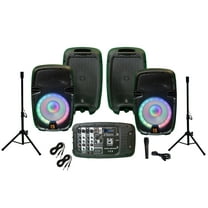 MR DJ PBX210COMBO Portable all in One PA/DJ System 2X 10" 3000W Bluetooth Active Speaker with Detachable Mixer & Stands