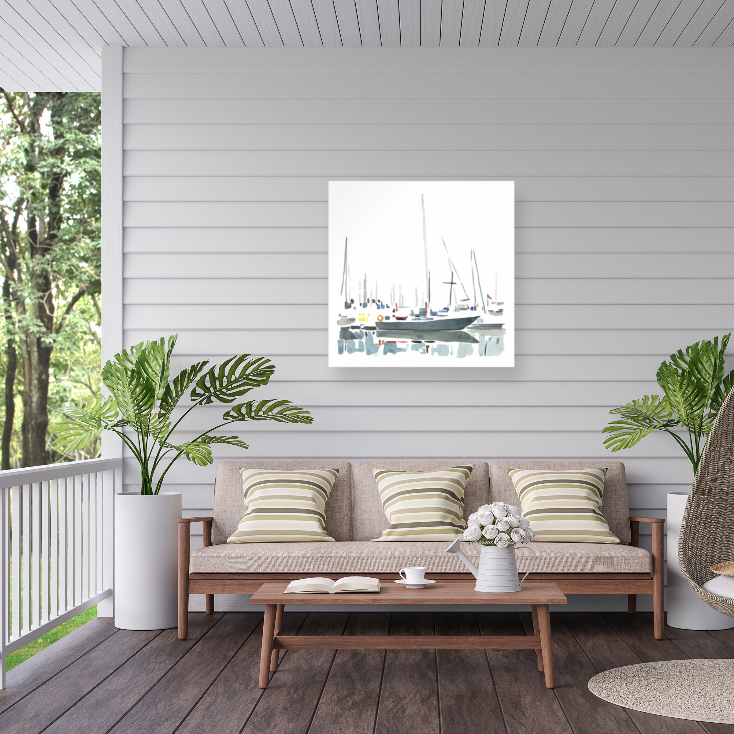Emma Caroline 'Sailboat Scenery I' Outdoor Canvas 35x30