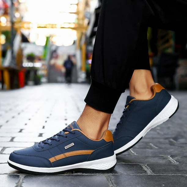 Men Wedge Heel Soft Sole Sneakers Soft Sole Round Toe Breathable Shoes Fashion Men Running Shoes Dark Blue - Walmart.com