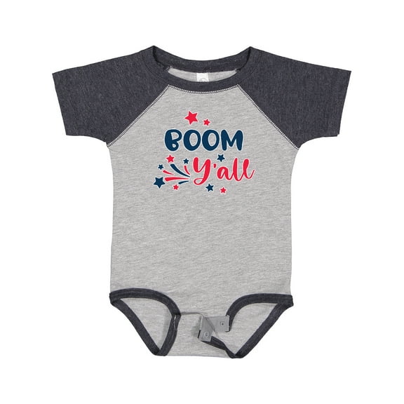Inktastic 4th of July Boom Y'all with Red White and Blue Stars Boys or Girls Baby Bodysuit