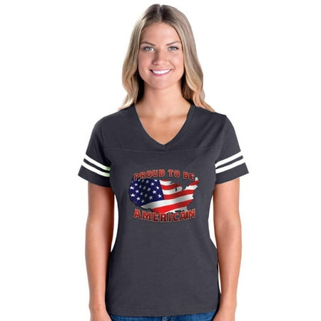 4th of July Flags American Flag Proud To Be Womens V-Neck Fine Jersey