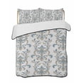 thumbnail image 2 of Blue Tan Flower Full Size Down Alternative Comforter, Lightweight Comforter Quilt Bedding Set with Pillow Shams Abstract Vintage Ethnic Tribal Boho All Seasons Bed Comforter Duvet Insert 78"x90", 2 of 7