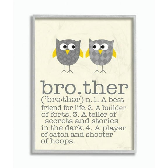 The Kids Room by Stupell Definition Of Brother With Two Grey Owls Framed Wall Art by Ellen Crimi-Trent