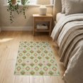 thumbnail image 3 of ODIKA 2'x3' Light Green Diamond Lattice Floral Bow Washable Throw Rug Vintage Geometric Trellis With Dotted Borders And Botanical Motifs In for Hallway, Study Room, Non-Slip Low Profile, Flatwoven, 3 of 7