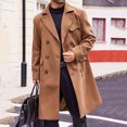 thumbnail image 4 of Mrmaere Men's Long Peacoat Double-Breasted Wide-Lapel Warm Stylish Outerwear for Daily & Formal Brown XXL, 4 of 5