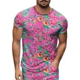 thumbnail image 3 of Ensemble de Complets pour Hommes à Imprimé Floral Moderne pour le Printemps et l'Automne avec Haut à Manches Longues à Col Rond et Bas Coordonnés Tenue Décontractée Élégante pour Hommes, 3 of 4