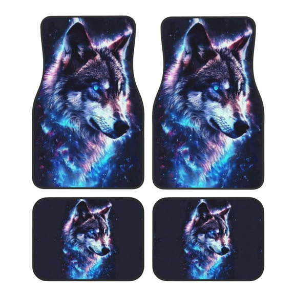KAKALAD Galaxy Wolf 03 Car Floor Mats 4PC Set Carpet Protection, Universal Fit for Car SUV VA & Truck, Vehicle Front & Rear