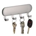 thumbnail image 4 of mDesign Metal Adhesive Wall Mount Key Rack Holder Organizer, 4 Hooks - Brushed, 4 of 5