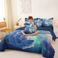 thumbnail image 3 of Castle Fairy Teens Wildlife Aurora Polar Bear Queen Bedding 7pcs,Icy Lake Snow Mountain Bedding Comforter Set Queen,Mint Lavender White,Navy Blue Reversible, 3 of 7