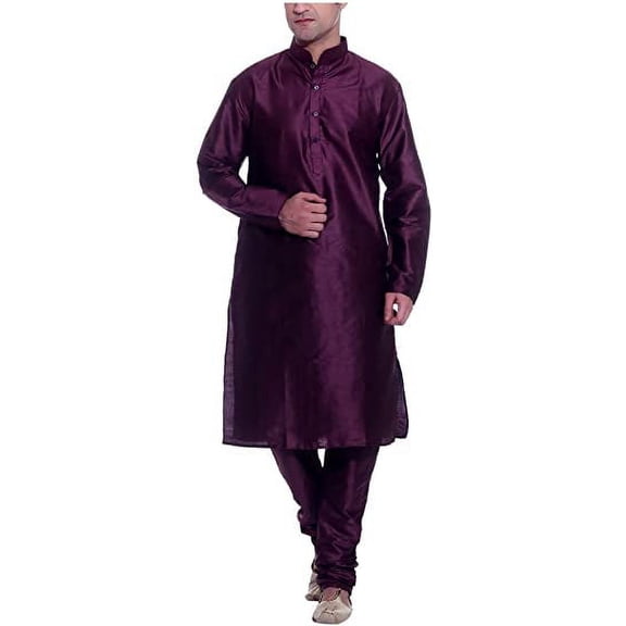 Royal Kurta Men's Silk Blend Kurta &Churidhar Purple
