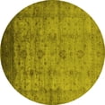 thumbnail image 1 of Ahgly Company Machine Washable Indoor Round Oriental Yellow Industrial Area Rugs, 4' Round, 1 of 4
