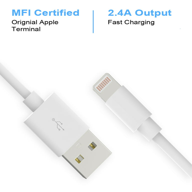 Cargador de iPhone MFI CERTIFIED APPLE carga rápida 20W con puerto tipo C/  Lightning USB C + Cable 6 pies GRATIS