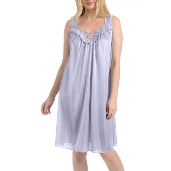 EZI Nightgowns for Women - Soft & Breathable Satin Night Gowns for Adult Women - Medium to Plus Size Womens Sleep Shirts - Knee-Length Nightgown