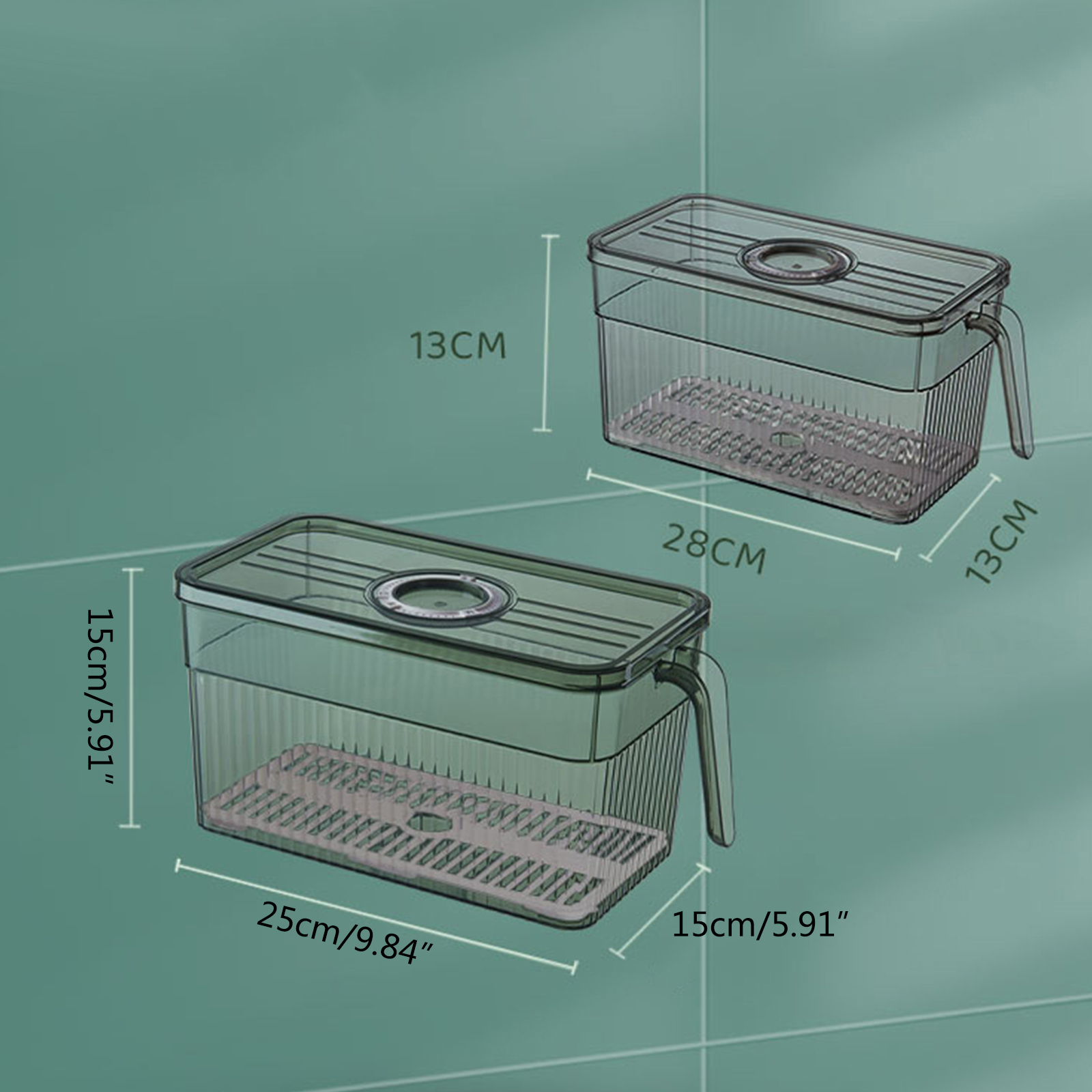 Refrigerator Storage Box with Handle Lids Kitchen Plastic Food Container for Fridge Cabinet Fruits Vegetables Meat Eggs Organizer