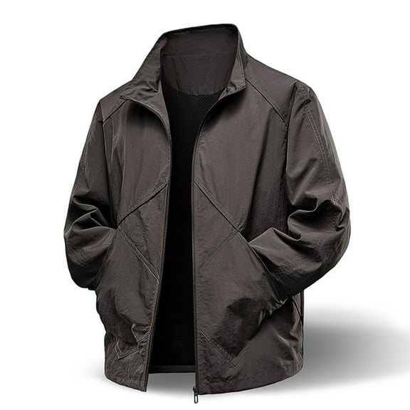 SYMOID Big & Tall Men's 4XL Coffee Utility Jacket - 4-Way Stretch, Light Water-Wind Resistant for Everyday/Work/Outdoor