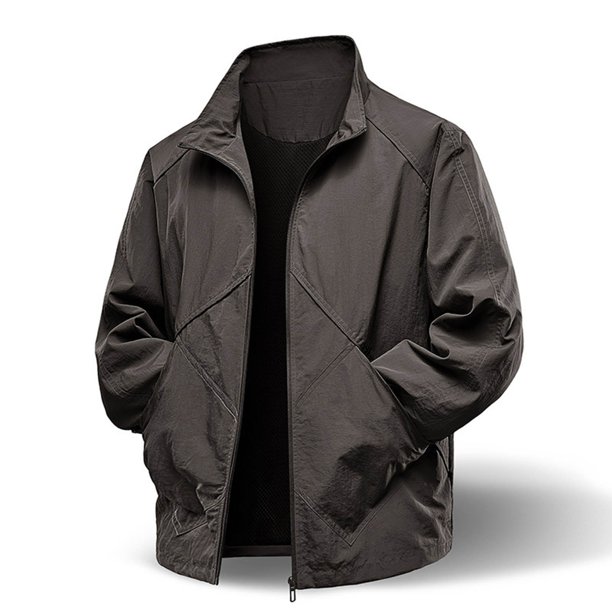 pstuiky camisa de manga larga para hombre, Chaqueta de trabajo para hombre, elástica, impermeable, para exteriores, con cuello alto, color liso, manga larga, solapa, top/camisa para hombre xxxxxl