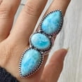 thumbnail image 5 of Larimar Gemstone Ring, Statement Handcrafted Ring, made In 925 Sterling Silver, Boho Ring, Two Stone Ring, Boho Jewelry, Gift For Her,....., 5 of 5