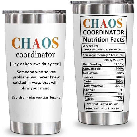 Chaos Coordinator Tumbler,Chaos Coordinator Gifts for Women Boss Lady Coworker Manager Teacher Assistant Mom-Thank You Gifts,Birthday Gifts for Women-20 Oz Stainless Steel Tumbler