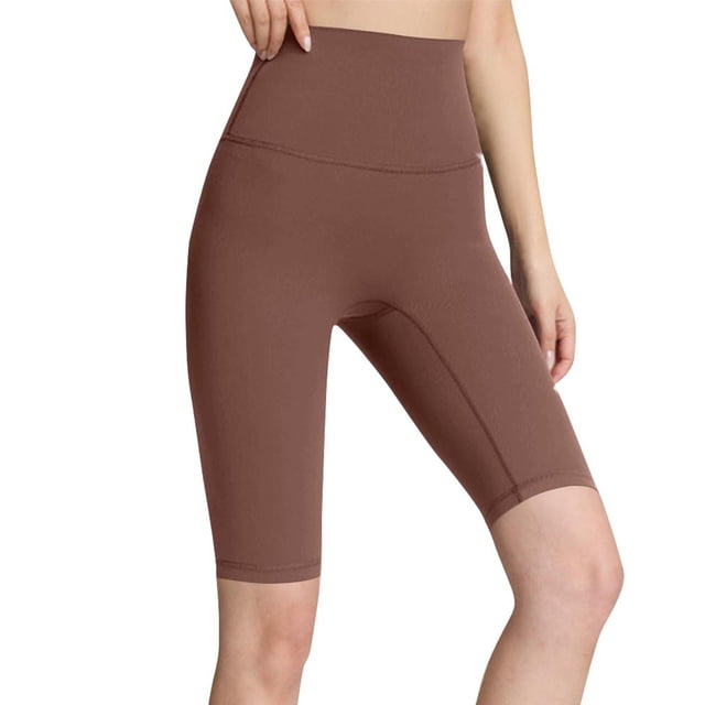 Pantalones Cortos de Motociclista de Cintura Alta para Mujeres Control Del Vientre Pantalones Cortos de Yoga de Color Sólido Fondos de Entrenamiento Elásticos sin Costuras Pantalones de Trabajo de Ci