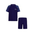 thumbnail image 3 of vastwit Boys Rash Guard Set Short Sleeve Swim Shirts with Bottoms Swimwear Bathing Suit Navy Blue Shark 4-5, 3 of 7