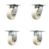 5 Inch Nylon Caster Set with Ball Bearings 2 Swivel 2 Rigid Service Caster