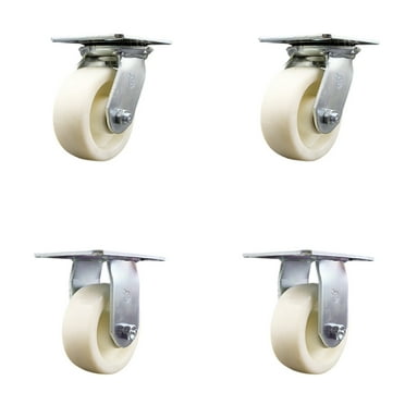 5 Inch Nylon Caster Set with Ball Bearings 2 Swivel 2 Rigid Service Caster