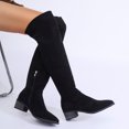 thumbnail image 4 of Tao Tao Women's Knee High Boots Flat Low Heel Slouch Pointed Toe Winter Shoes with Side Zipper Black 36, 4 of 9