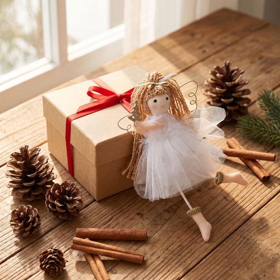 Qjidjing Christmas Tree Ornaments, Xmas Angel Hanging Pendant, Handcrafted Character Style, for Xmas Home, Indoor Party, Holiday Layout
