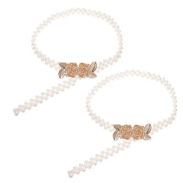 2 piezas alzapaños de cortina con perlas de imitación