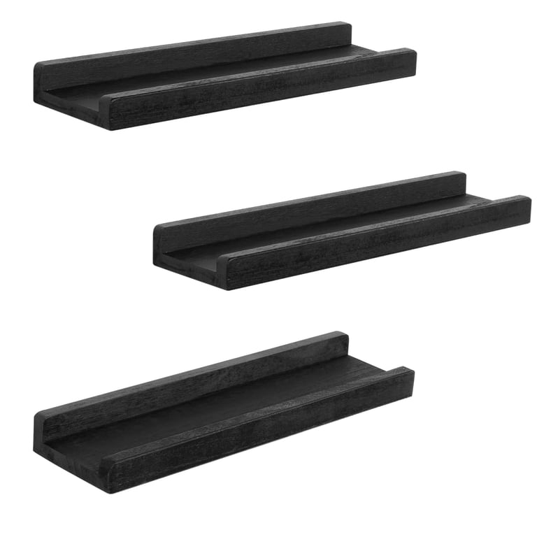 Sfugno Rustic Wood Floating Shelves Black 3-Pack photo 1