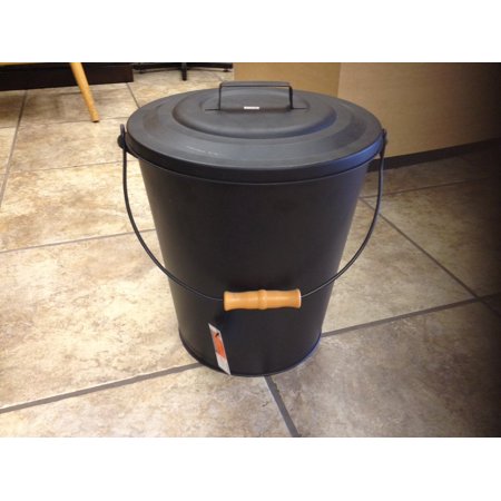 Pleasant Hearth Black Fireplace Wood Stove Ash Coal Bucket with Lid