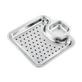 thumbnail image 3 of DOMELAY Roasting Pan Bakeware Compartment Fried Food Server for Garlic Rings Chicken Silver With Filter, 3 of 9