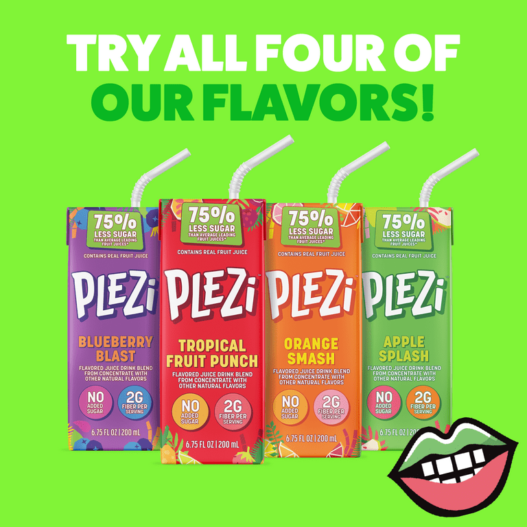 PLEZi Blueberry Blast Juice Drink 6.75 fl oz, 8 Juice Boxes